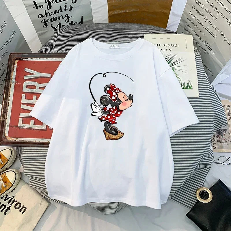 Women New Mickey Mouse Tshirt Korean Version of Loose Half-sleeved Women's Tshirt Clothes Y2K Goth