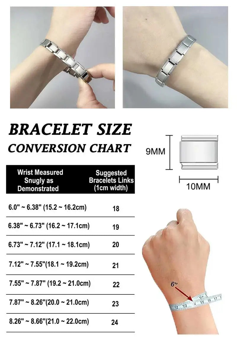 Charm Italian Stainless Steel Bracelet 9mm Module DIY Splicing Creative Personalized Parts Jewelry Color Inlay for Women Men