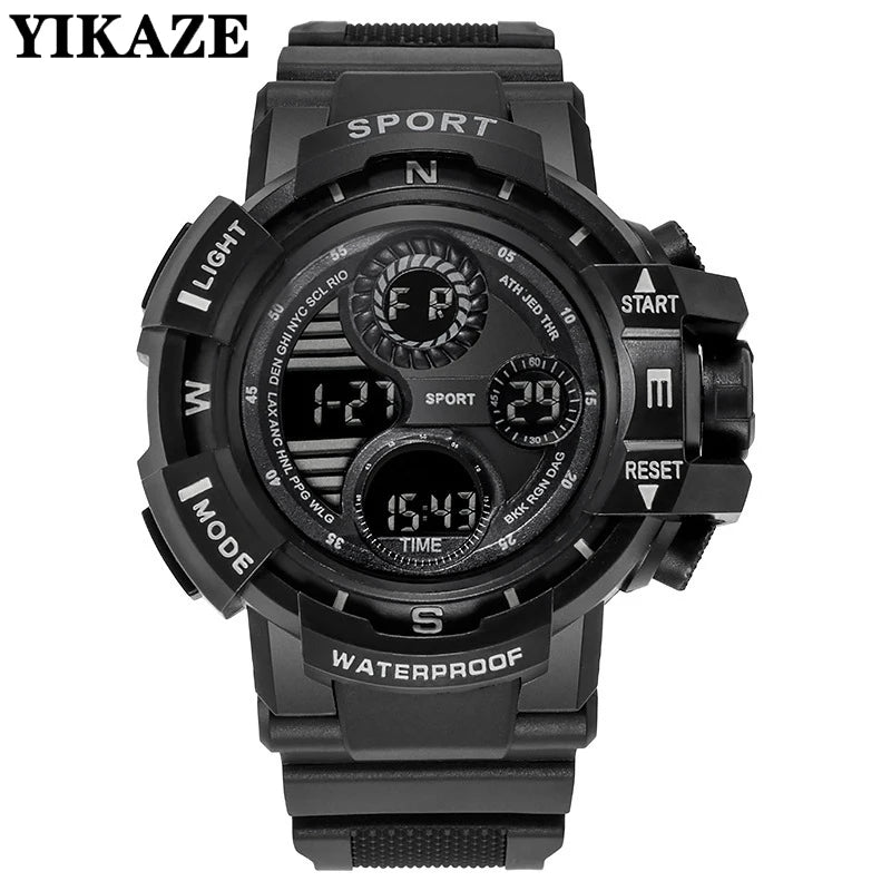 YIKAZE Men's Military Digital Watch Outdoor Men Sports Watch Waterproof Luminous Chronograph Clock Student Electronic Wristwatch