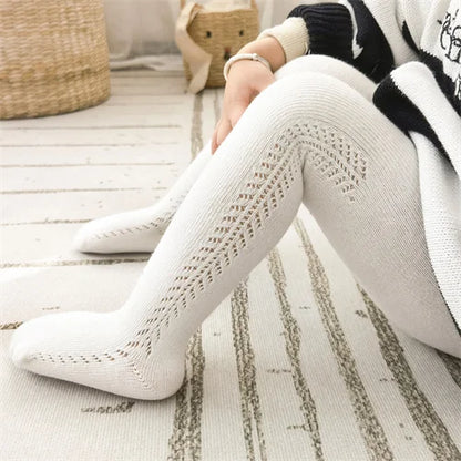 0-5Years Toddler Baby Tights For Girls Fashion Knitted Ribbed Newborn Pantyhose Solid Mesh Kids Leggings For Girls Spring Autumn