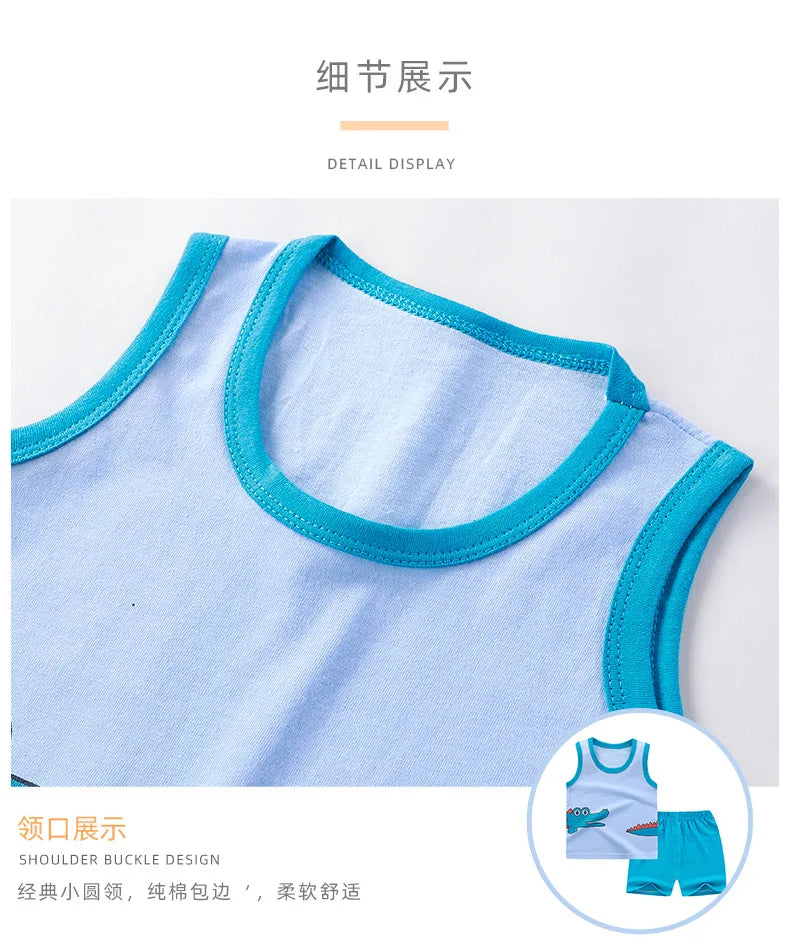 Children Sets Kids Clothes Boys Girls Vest Suit Summer Children's Clothing baby Cotton T-Shirts Shorts Tank Top Sleeveless