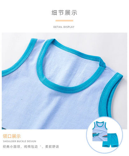 Children Sets Kids Clothes Boys Girls Vest Suit Summer Children's Clothing baby Cotton T-Shirts Shorts Tank Top Sleeveless