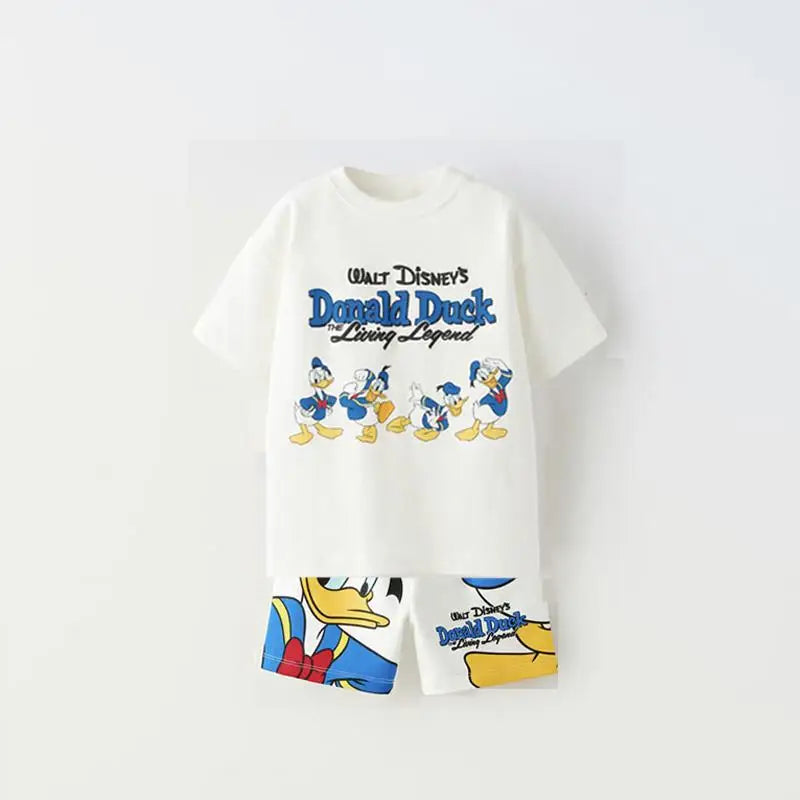 Disney Cartoon T-shirt Outfits Summer Clothing Baby Boys Short Sleeve Tops Shorts Casual Tracksuits Kids Mickey Tees Set 1-5 Age