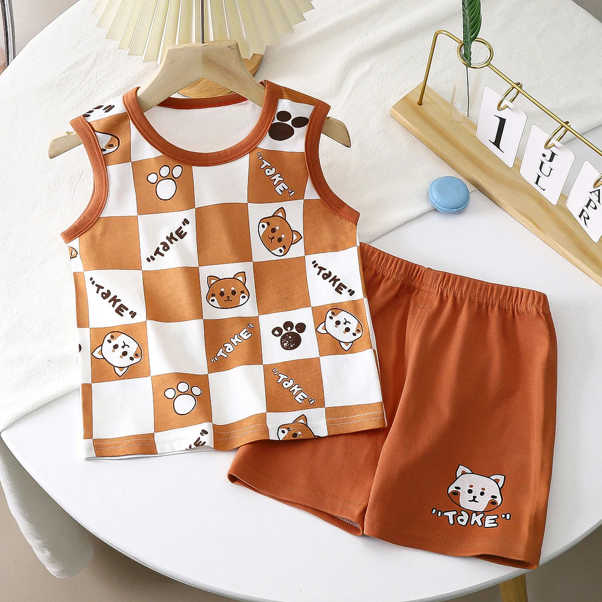 Children Sets Kids Clothes Boys Girls Vest Suit Summer Children's Clothing baby Cotton T-Shirts Shorts Tank Top Sleeveless