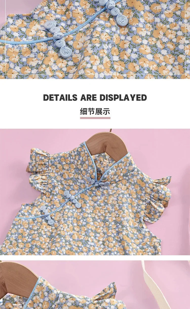 Summer Girl Dress Cheongsam Fashion Baby Chinese Modern Hanfu Girl's Qipao Tang Style Children's Dresses Vestidos Kids Clothes