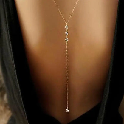 Creative Fashion Zircon Back Necklace For Women Jewelry 2025 Trending New Women's Backless Clothing Necklaces Accessories Colar