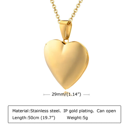 Stainless Steel Jewelry Heart Locket Pictures Memory Photo Custom Name Date Necklace For Women Girlfriend Valentine's Day Gift