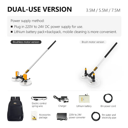 XYT solar panel cleaning double-headed electric brush PV equipment photovoltaic clean  machine tool kit complete system