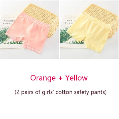 Girls Safety Panties Kids Cotton Children Underwear Children's Briefs Cartoon Beach Short Solid color For 2-11 Years Old 2pcs