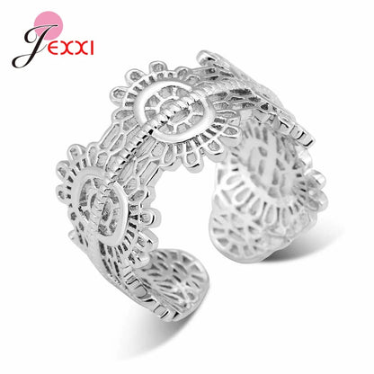 Trendy Simple 925 Sterling Silver Cubic Zironia Adjustable Rings For Women Girl Finger Jewerly Gifts Wholesale