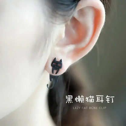 2024 New Cute Small Black Cat Fish Earring for Women Girl Fashion Cute Animal Earrings Fashion Party Jewelry Gifts Wholesale