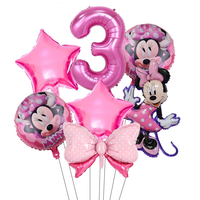 Minnie Mouse Birthday Party Decorations Tableware Set Birthday Decorations Full Set Pink Balloons Banner Candy Box Kids Favors