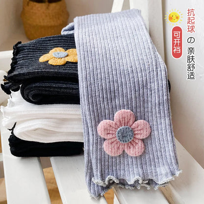 2023 Ins New Baby Leggings Girls Flower Leggings Knitwear Girls Leggings