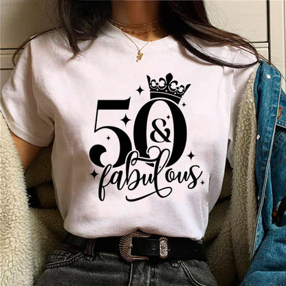 50 Ans 50th Years Birthday t shirt women harajuku manga top female graphic comic clothes