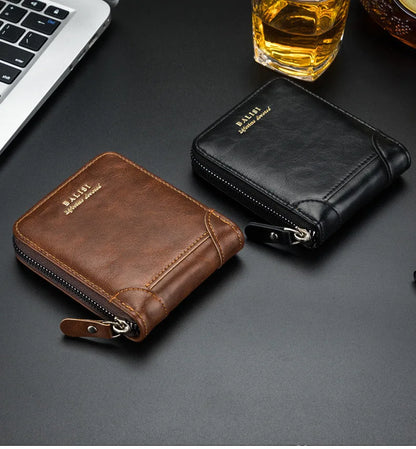 Men's Wallet 2025 New PU Leather Zipper Retro Style Short Wallets Men Card Holders Coin Storage Money Bag A03