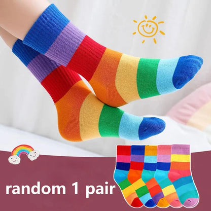 1/5/10/20 pairs/lot Girls Kids Socks Rainbow Striped Cute Children Ankle Short Breathable Cotton Fashion Toddler Sock