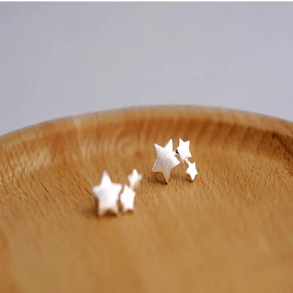 Silver Color Star Stud Earrings Women Girl Gift Fashion Cute Banquet Asymmetry Jewelry Dropshipping Wholesale