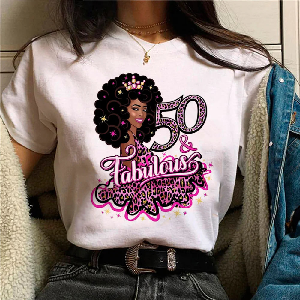 50 Ans 50th Years Birthday t shirt women harajuku manga top female graphic comic clothes