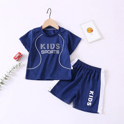 Boys Girls Sports Basketball Clothes Jersey Suit Summer Children Football T Shirts Shorts 2pcs Sets Breathable Sportswear 1-14Y