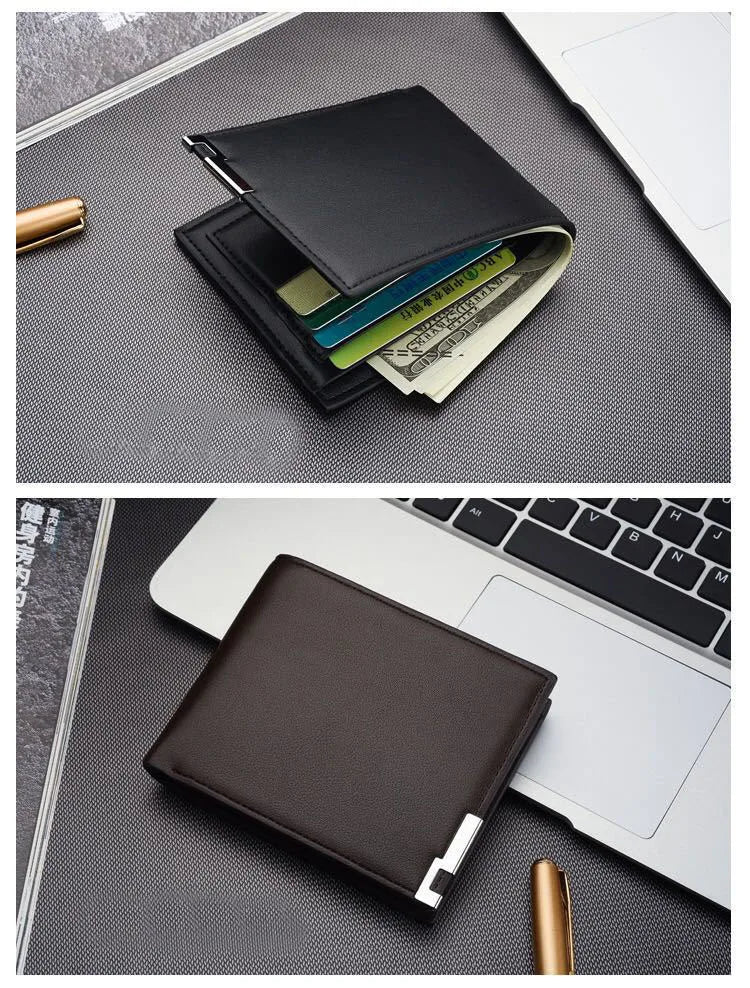 Short Men Wallets Card Holder Photo Holder Slim Male Print Wallet High Quality PU Leather Money Bag New Kpop Small Men's Purse