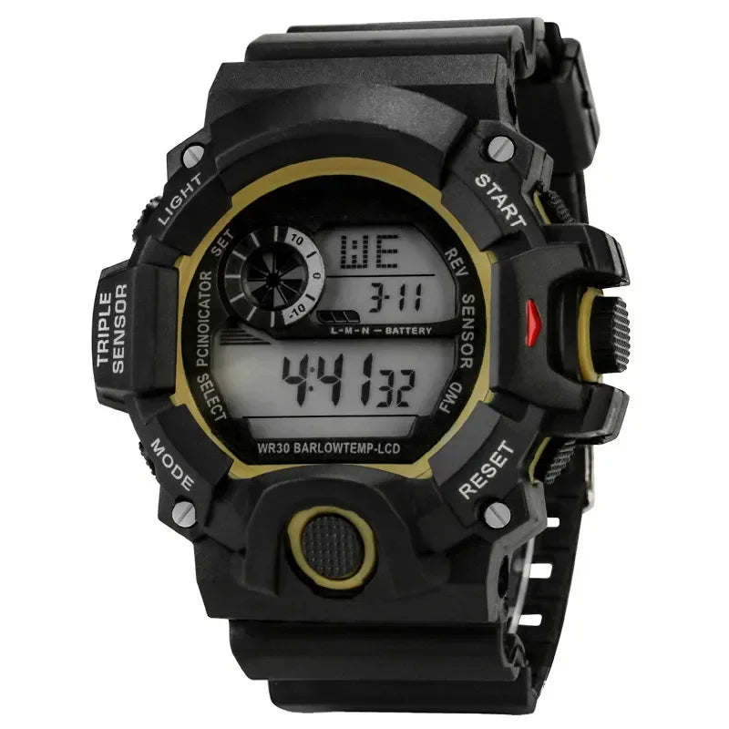 YIKAZE Men's Military Digital Watch Outdoor Men Sports Watch Waterproof Luminous Chronograph Clock Student Electronic Wristwatch