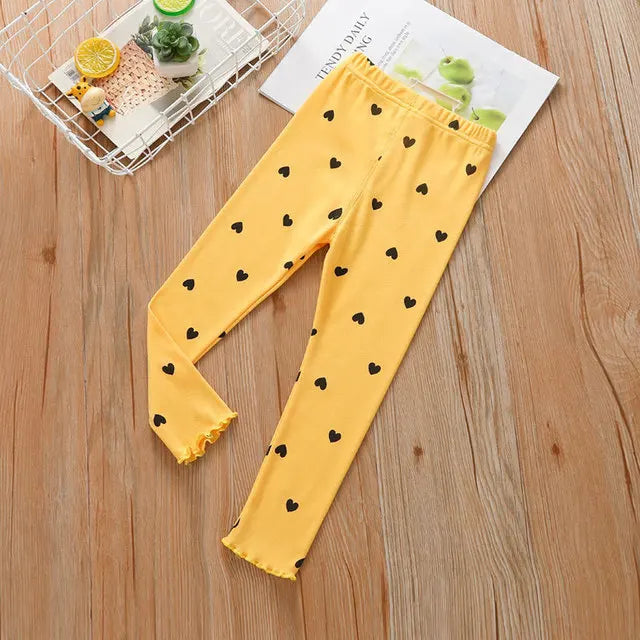 V-TREE Girls Leggings Skinny Print Dot Trousers Kids Slim Stretch Pants Cotton Pattern Spring And Autumn Children's Clothing