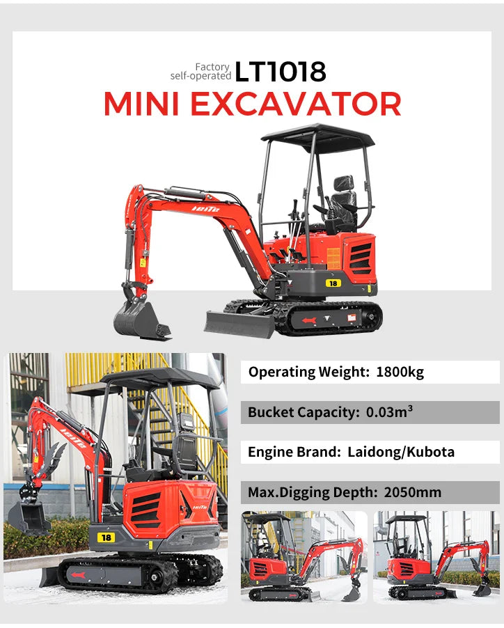 Fast Delivery Multi-function Mini Excavator 1 Ton Kubota Engine Digger Small Crawler Farm Excavators 2 Ton 3 Ton Home Customized