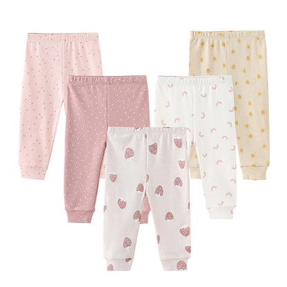 Kiddiezoom 5 Pcs/Lot Fashion Cute Cartoon Baby Boy Girl Pants 0-12Months Cotton Soft Newborn Leggings