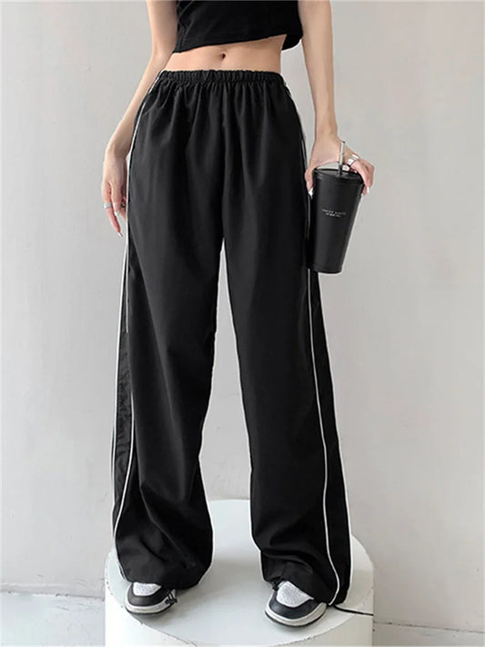 Harajuku Women's Baggy Pants Solid Color Cargo Pants Low Rise Casual Track Pants Teen Girls Wide Leg Cargo Pant Streetwear