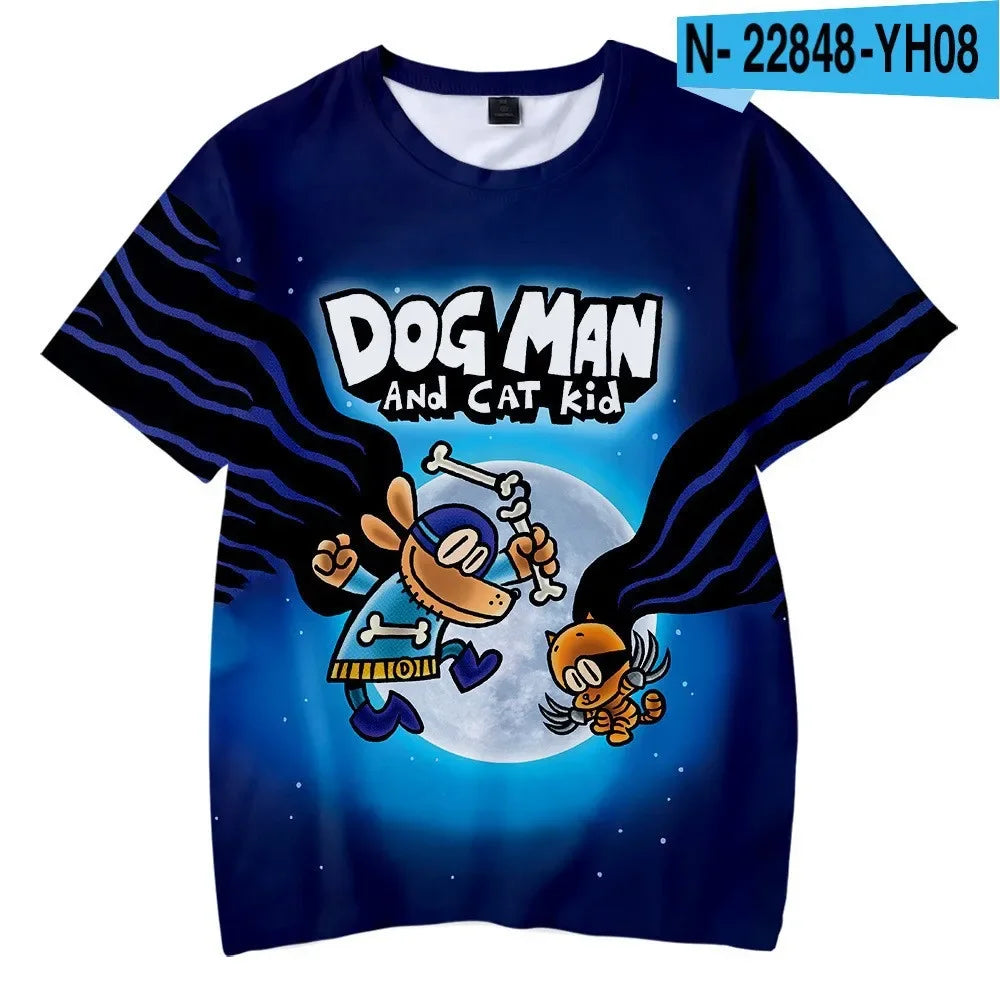 Dog Man Cute T-shirt Kids Anime 3D Printing Tees Boy Girl Summer Short Sleeve Outdoor Sport Tops Children Clothes Gift Hot Sales