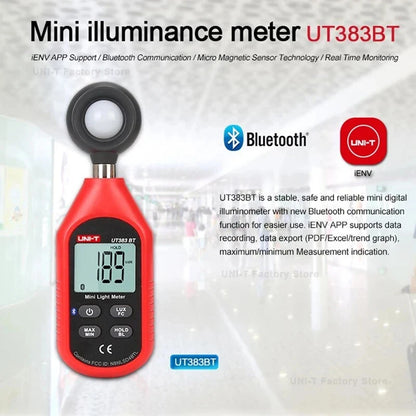 UNI-T UT383 UT383BT Mini Light Meter Digital Professional Luxometer 199900Lux 18500FC Illuminometer Photometer Light Lux Meter