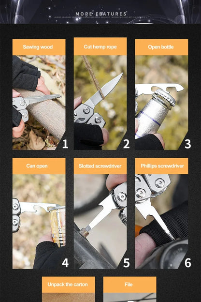 Folding Multi-tool Pocket Knife Pliers Mini Portable Fold Outdoor Hunting Survival Rescue Tactical Multipurpose Repair Tool