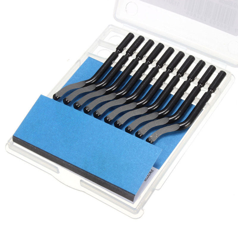 Handle Burr Metal Repair Deburring Tool Kit 10pc Router Bit Rotary Deburr Blades Remover Hand DeburRed for Wood Plastic