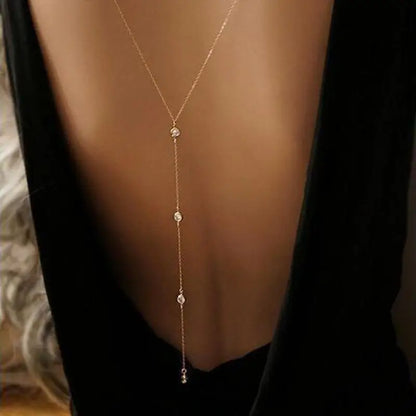 Creative Fashion Zircon Back Necklace For Women Jewelry 2025 Trending New Women's Backless Clothing Necklaces Accessories Colar