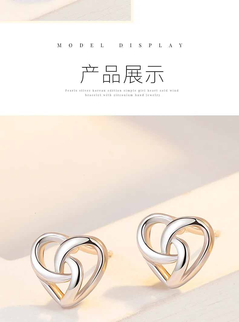 925 Sterling Silver Love Heart Stud Earrings For Women Luxury Designer Jewelry Best Selling Offers With