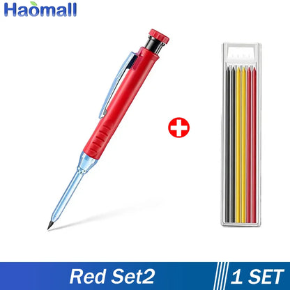 Metal Solid Carpenter Pencil Set For Deep Hole Marker With Refill Leads Marking Tool Woodworking Deep Hole Mechanical Pencils