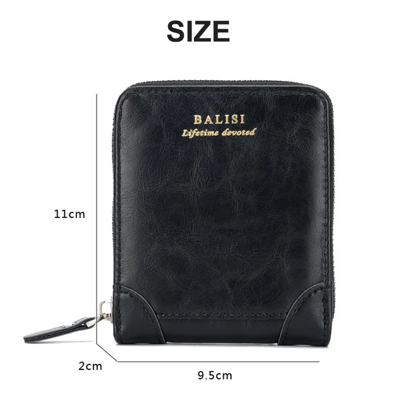 Men's Wallet 2025 New PU Leather Zipper Retro Style Short Wallets Men Card Holders Coin Storage Money Bag A03