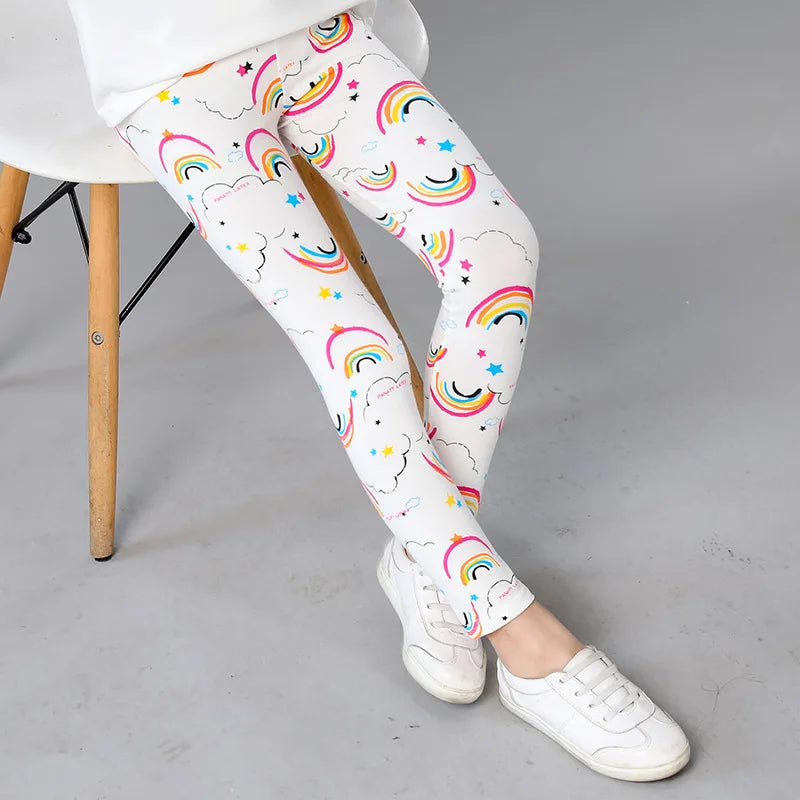 2 to 9 Years Girls Leggings Kids Outdoor Travel Clothes Pencil Pants Long Casual Floral Slim Leggings Teenage Children Trousers