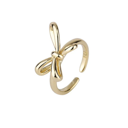 New Fashion Silver Gold Color Open Finger Ring Ribbon Bowtie Butterfly Elegant For Women Girl Jewelry Gift Dropship Wholesale