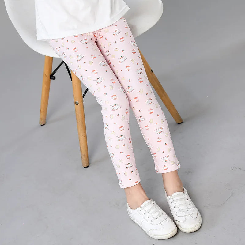 2 to 9 Years Girls Leggings Kids Outdoor Travel Clothes Pencil Pants Long Casual Floral Slim Leggings Teenage Children Trousers