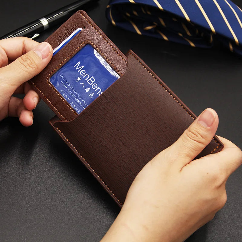 Fashion Men's	Wallet PU Leather Short Card Holder Purse for Men Luxury Designer Billfold Male Portable Small Cardholder Wallets