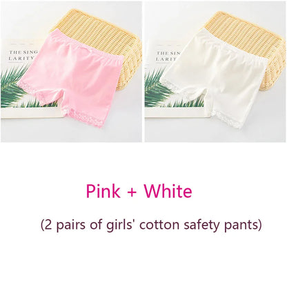 Girls Safety Panties Kids Cotton Children Underwear Children's Briefs Cartoon Beach Short Solid color For 2-11 Years Old 2pcs