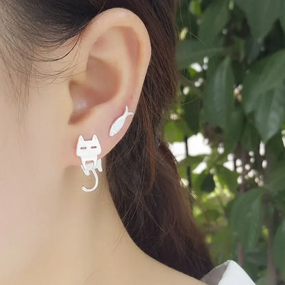 2024 New Cute Small Black Cat Fish Earring for Women Girl Fashion Cute Animal Earrings Fashion Party Jewelry Gifts Wholesale