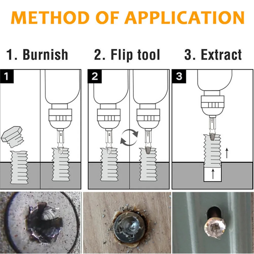 6PCS Damaged Screw Extractor Drill Bit Set Stripped Broken Screw Bolt Easily Take Out Demolition Tools Remover Extractor