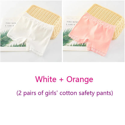 Girls Safety Panties Kids Cotton Children Underwear Children's Briefs Cartoon Beach Short Solid color For 2-11 Years Old 2pcs