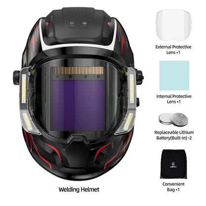 ANDELI Auto Darkening Welding Helmet with Large Viewing True Color Welding Mask 4 Arc Sensor 1/1/1/2 for Welding Cut Grind Area