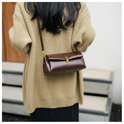 Coffee Color Retro Women's Small Square Bag Ladies 2025 Fashion One Shoulder Bags Versatile High-end PU Leather Crossbody Pack