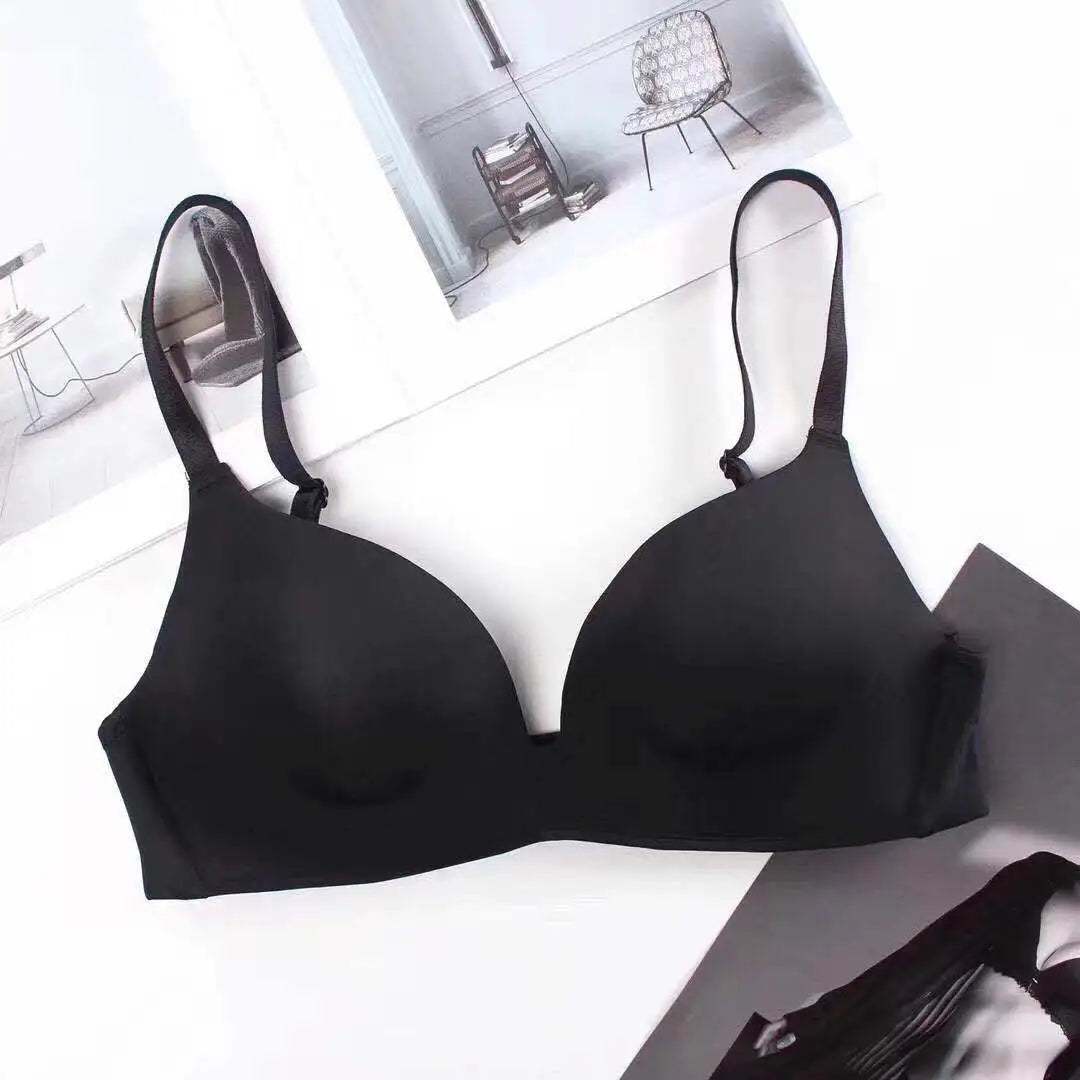 Ice Silk Bra For Women Comfort Wireless Gather Sexy Underwear For Women Push Up Simple Lingerie Seamless Brassiere Bralettle