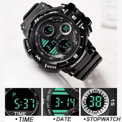 YIKAZE Men's Military Digital Watch Outdoor Men Sports Watch Waterproof Luminous Chronograph Clock Student Electronic Wristwatch