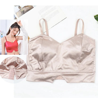 Top Female Silk Tank Tops Women'S Summer Camisole Spaghetti Strap Top Women Halter V Neck Basic White Cami Sleeveless Satin